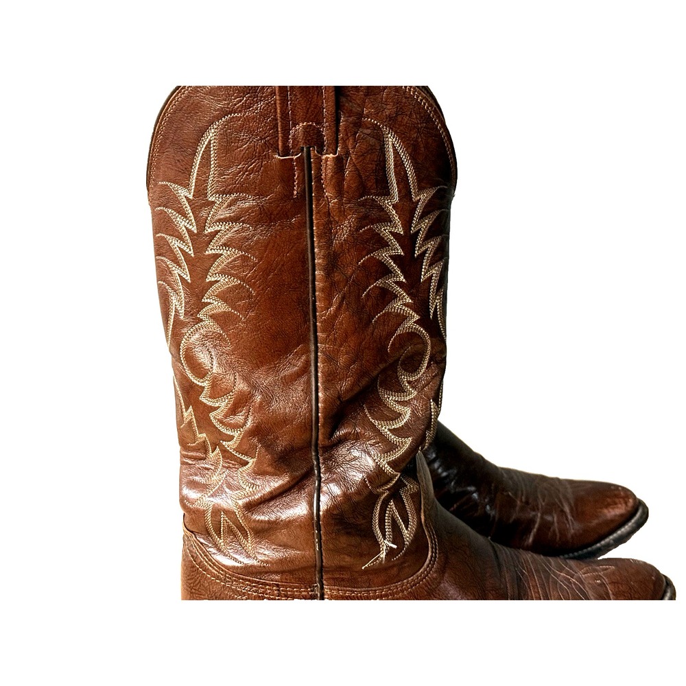 NOCONA Brown Leather Western Cowboy Boot Men's Size 8.5D Made in USA - Picture 11 of 16